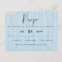 Postal Guión de boda dorado azul polvoriento del presupue