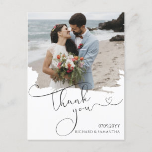 Postal Guión de Boda Elegante Foto de Agradecimiento