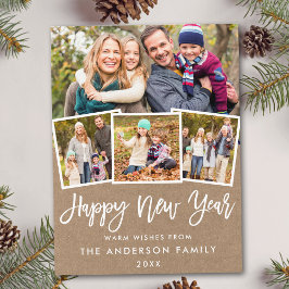 Postal Guión de broche Feliz Año Nuevo 4 Foto Kraft