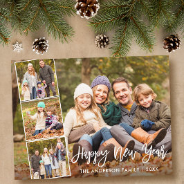 Postal Guión de broche Feliz Año Nuevo Familia 4 Foto