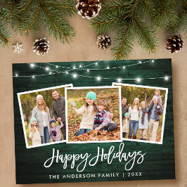 Postal Guión de broche Luz verde de madera Holiday 3 Foto