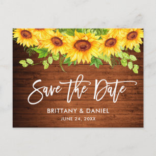 Postal Guión de broche Madera floral de girasol Guardar l