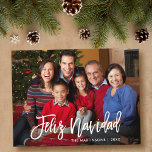 Postal Guión de broche moderno Feliz Navidad Foto familia<br><div class="desc">Guión de pincel moderno Feliz Navidad Familia Fotos Feliz Navidad Festividad navideña Postales</div>
