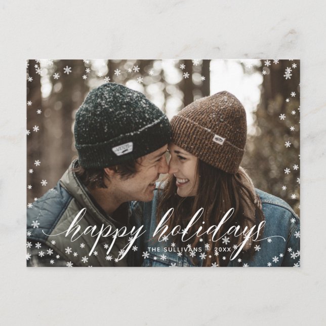 Postal Guión de caligrafía de Navidades de Nieve sobre ni (Anverso)