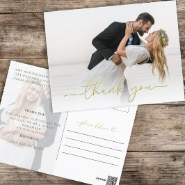 Postal Guión de caligrafía de oro moderno simple dos foto