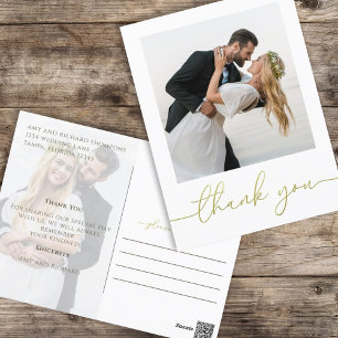 Postal Guión de caligrafía de oro moderno simple dos foto