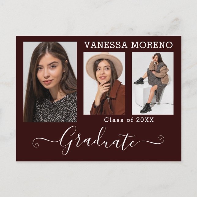 Postal Guión de caligrafía moderna 3 Foto Graduación de p (Anverso)