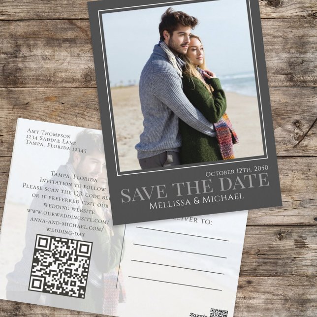 Postal Guión de caligrafía moderna Dos fotos Código QR si (Subido por el creador)