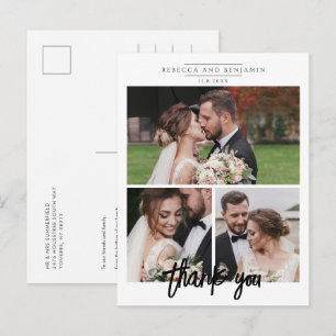 Postal Guión de collage de fotos de boda Agradecimiento