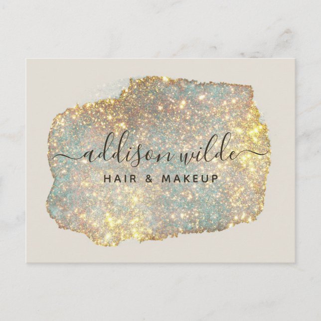 Postal Guión de firma holográfico Glam moderno brillo  (Anverso)