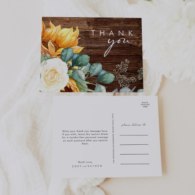 Postal Guión de Girasol Country | Agradecimiento de Boda  (Subido por el creador)