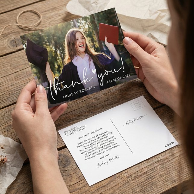 Postal Guión de graduación de foto simplemente chic graci (Subido por el creador)