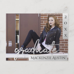 Postal Guión de graduación plateado Grad Photo Gracias