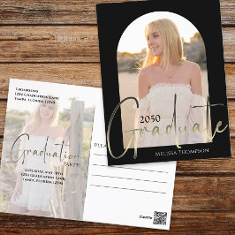 Postal Guión de graduado de oro Arco negro Dos Foto Vellu