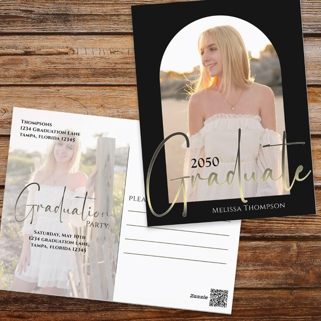 Postal Guión de graduado de oro Arco negro Dos Foto Vellu (Subido por el creador)