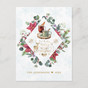 Postal Guión de invierno Wreath te desea una feliz Navida