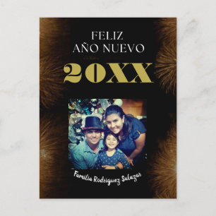 Postal Guión de la caligrafía Feliz Año Nuevo Elegante