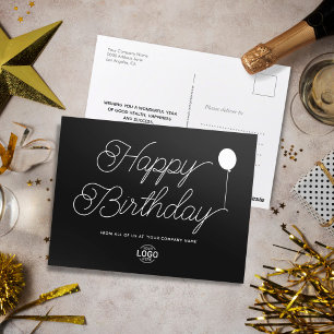 Postal Guión de logotipo Negocio mínimo Feliz cumpleaños