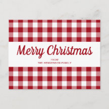 Guión de Merry Christmas en cuadros rojos