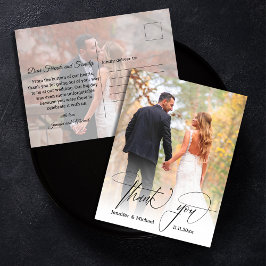 Postal guión de moda moderna gracias 2 boda de fotos