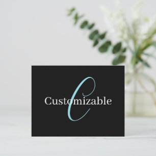 Postal Guion de monograma editable negro azul blanco