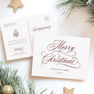 Postal Guión de Navidad romántico rojo festivo