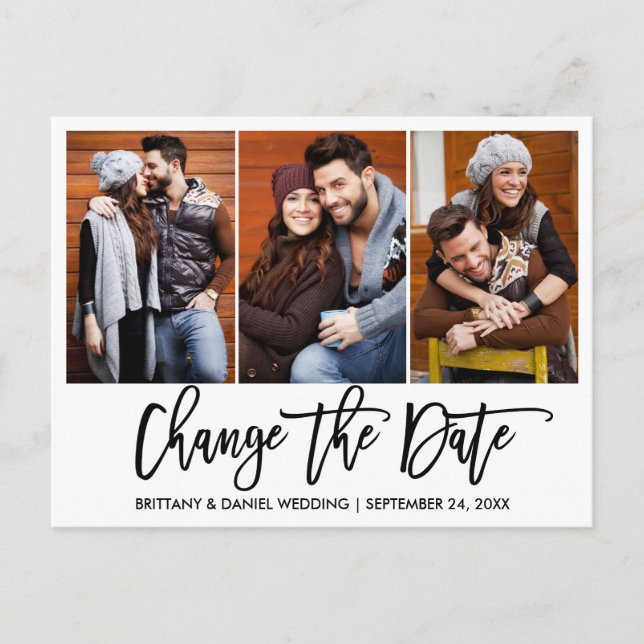 Postal Guión De Pincel 3 Foto Cambiar La Fecha Nueva (Anverso)