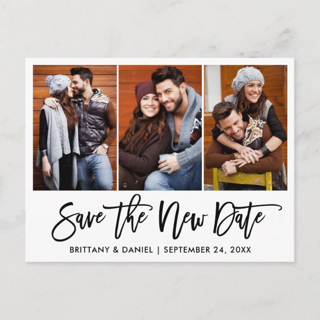 Postal Guión De Pincel 3 Foto Guardar La Nueva Fecha (Anverso)