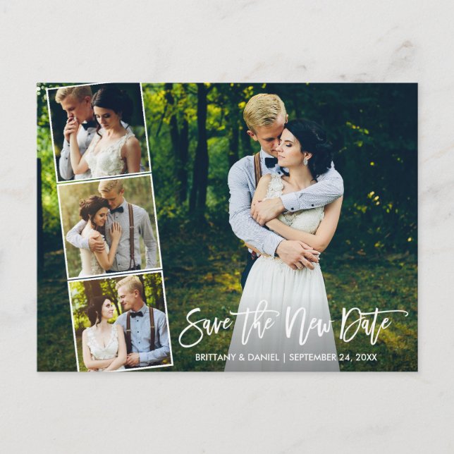 Postal Guión De Pincel 4 Foto Guardar La Nueva Fecha (Anverso)