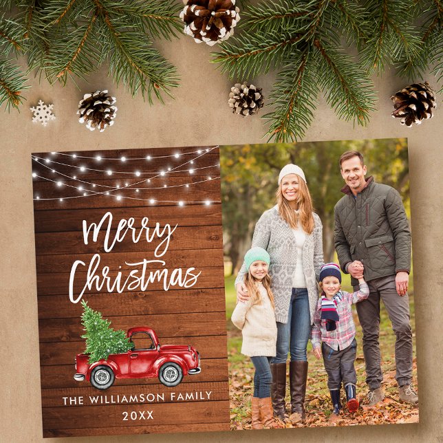 Postal Guión de pincel de madera ilumina a Navidades de c (Customize to change your personalized text size or text style.)