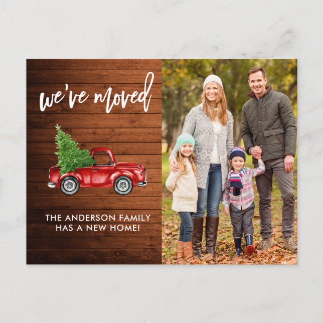 Postal Guión de pincel Dirección Rústica Cambiar foto de  (Anverso)