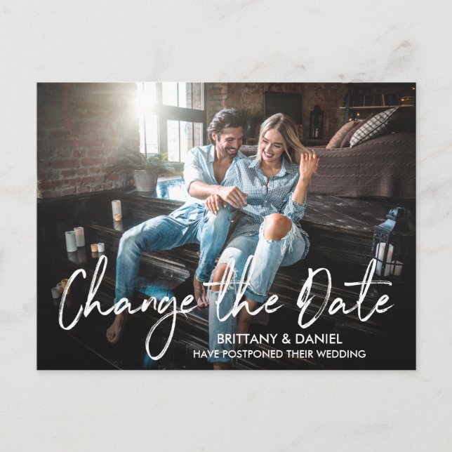 Postal Guión de pincel escrito a mano Cambiar la foto de  (Anverso)