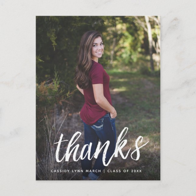 Postal Guión de pincel Gracias Postcard / White (Anverso)