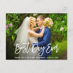 Postal Guión de pincel Mejor Día Boda Gracias