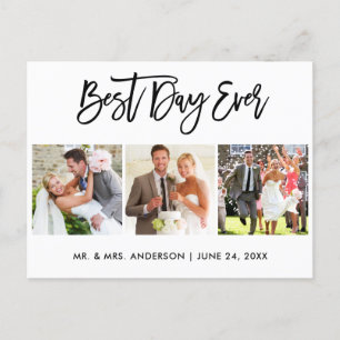 Postal Guión de pincel Mejor día de la boda 3 Foto