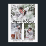 Postal Guión de pincel moderno Felices vacaciones 3 Festi<br><div class="desc">Guión de pincel moderno Felices vacaciones 3 Foto postal</div>