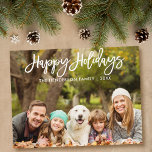 Postal Guión de pincel moderno Felices vacaciones familia<br><div class="desc">Guión de pincel moderno Felices vacaciones Familia postal</div>