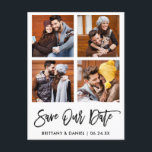 Postal Guión de pincel moderno Guardar nuestro Collage de<br><div class="desc">Guión de pincel moderno 4 Foto Guardar nuestra postal de fecha</div>