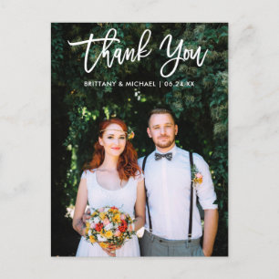 Postal Guión de pincel moderno para foto de novios de bod
