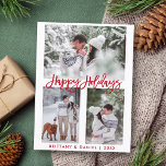 Postal Guión de pincel moderno Rojo Felices Fiestas 3 Fot<br><div class="desc">Guión de pincel moderno Felices vacaciones 3 Foto postal</div>