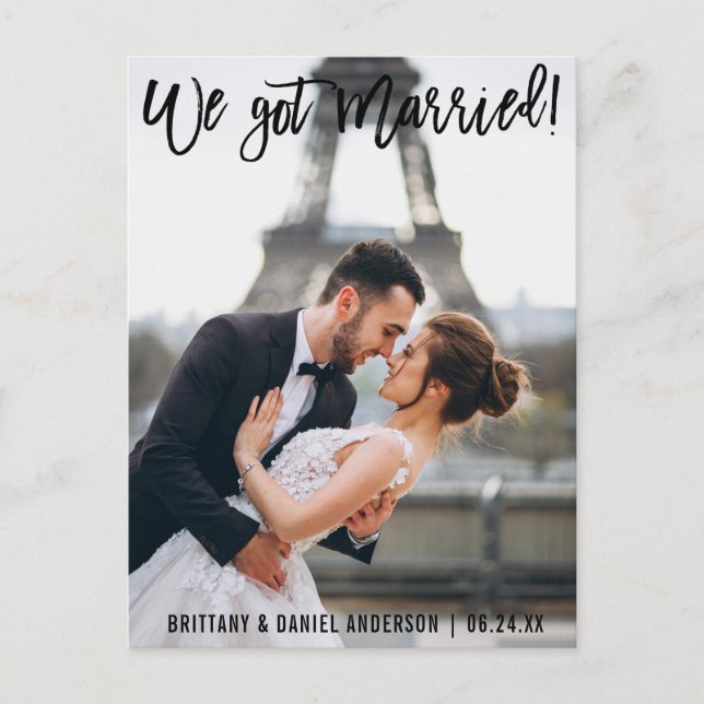 Postal Guión de pincel moderno: tenemos foto de pareja ca (Anverso)