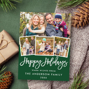 Postal Guión del pincel Felices Fiestas 4 Foto Verde