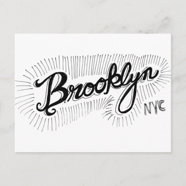 Postal Guión dibujado por Hand en Brooklyn NYC (Anverso)