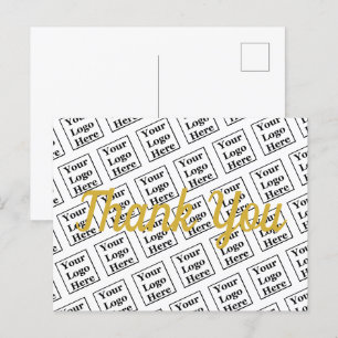 Postal Guión dorado de agradecimiento Plantilla de su log