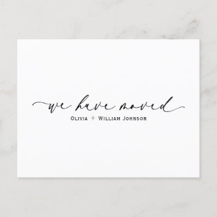 Postal Guión elegante minimalista nos hemos mudado
