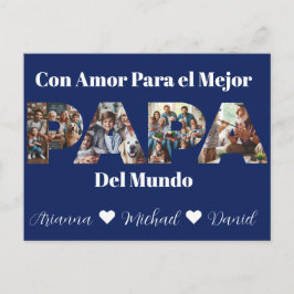 Postal Guión fotográfico simple mejor papá que nunca espa