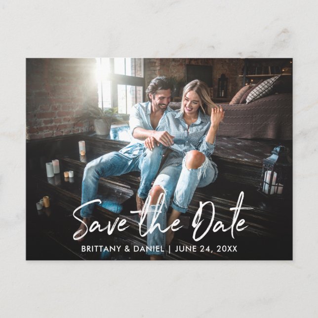 Postal Guión manuscrito moderno Guardar la foto de la fec (Anverso)