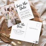 Postal Guión Minimalista editable Guardar fecha elegante<br><div class="desc">Moderno y elegante Minimalista de edición Guardar la postal del Boda de fecha. La tarjeta de invitación para guardar la fecha incluye una tipografía de escritura con letras a mano moderna con una moda y un diseño sencillo al que se puede añadir la imagen de fotografía de compromiso personalizada.</div>