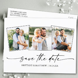 Postal Guión Minimalista moderno 3 Foto Guardar La Fecha