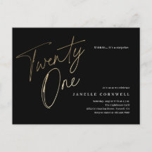 Guión minimalista Negro y Oro 21 cumpleaños